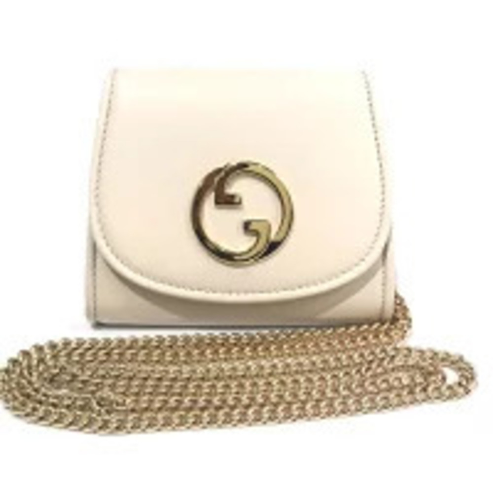 Gucci Blondie Chain Wallet Shoulder Bag White Gold